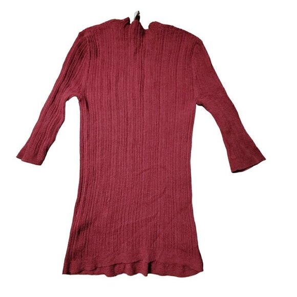 Vince Textured Ribbed‎ Knit Bodycon Dress Long Sleeve XS Red Classic Wool EUC - Picture 5 of 7